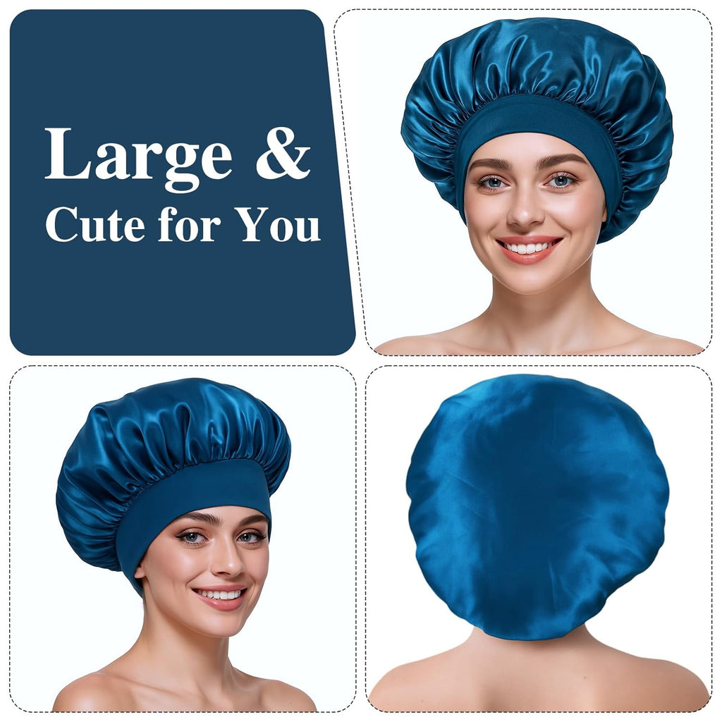 12pcs Large Satin Bonnets for Sleeping, Silky Hair Bonnet for Black Women Braid Curly Hair