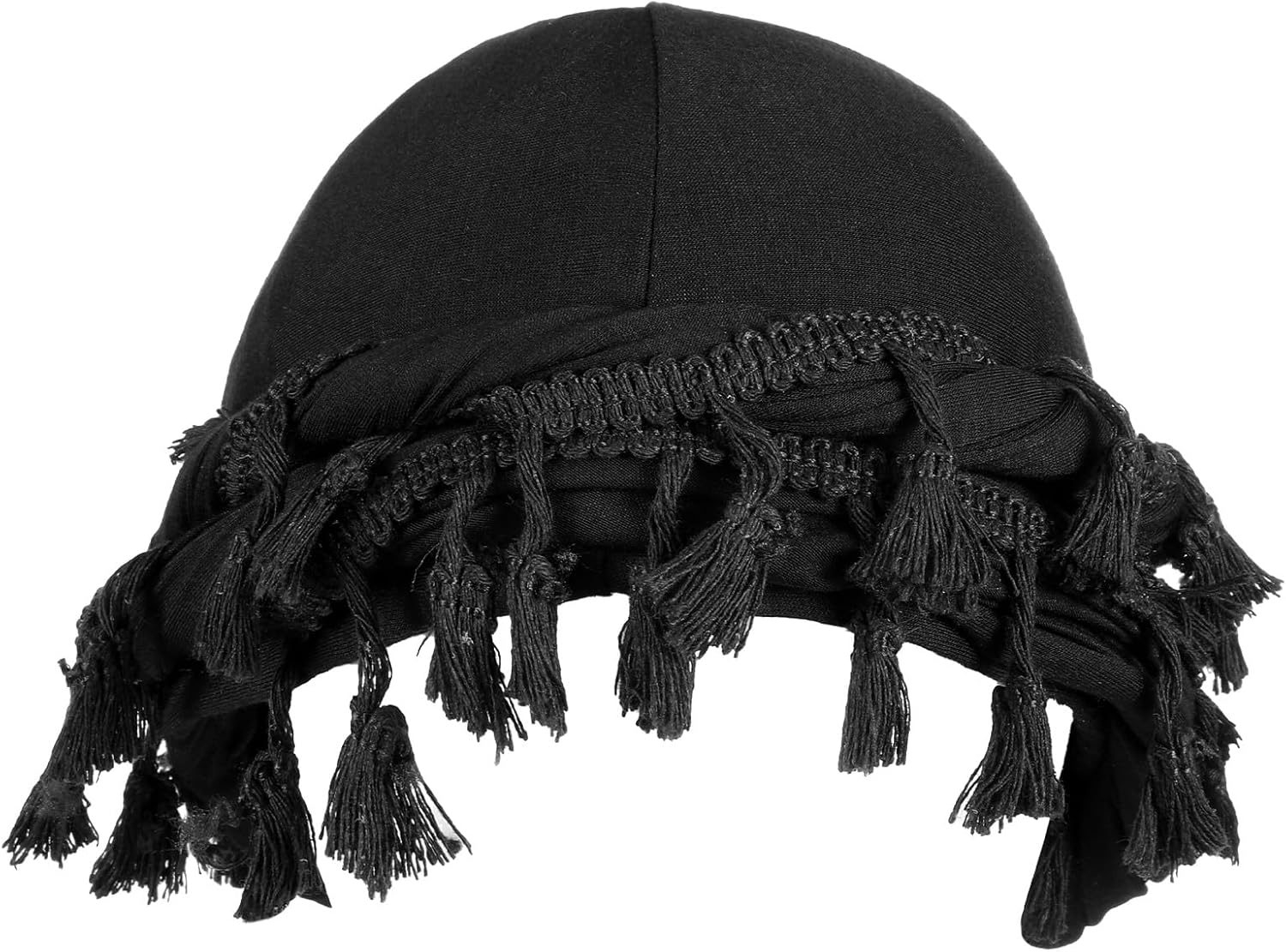 Turban for Men Satin Lined Durag Head Wrap Pre-Tied Tassels Braid Beanie Vintage Twist Bonnet with Tassel Satin Lined Halo Turban Sleep Cap Black