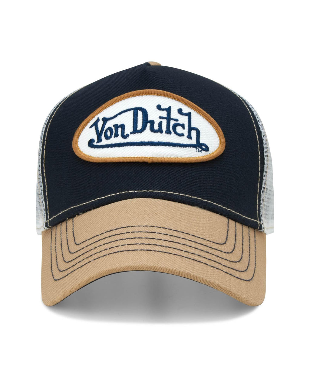 Von Dutch Unisex Trucker Hat - Curved Bill Mesh Back Retro Classic Colorblock Snapback Baseball Cap for Men and Women