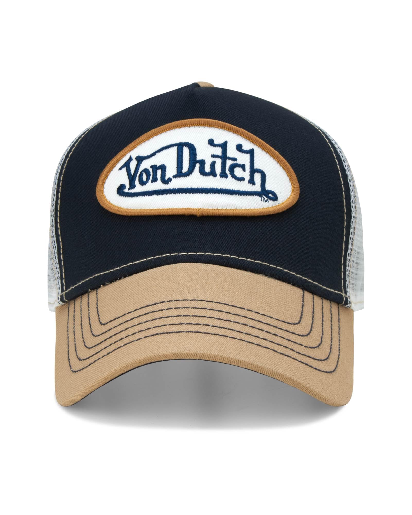 Von Dutch Unisex Trucker Hat - Curved Bill Mesh Back Retro Classic Colorblock Snapback Baseball Cap for Men and Women