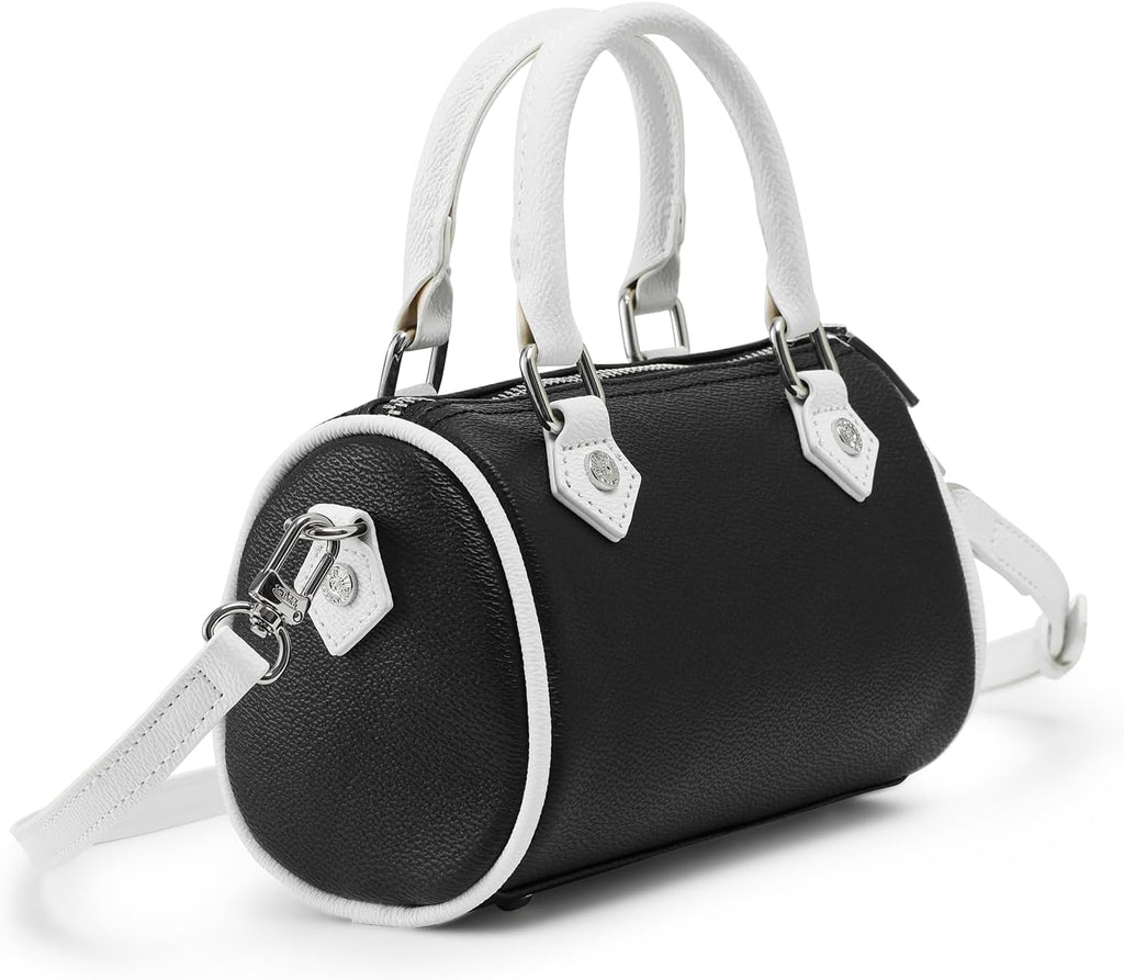 Von Dutch Core Hanna Bag | 6.5” Vegan Leather Mini Crossbody with Logo Hardware, Top Handles & Branded Interior Pouch