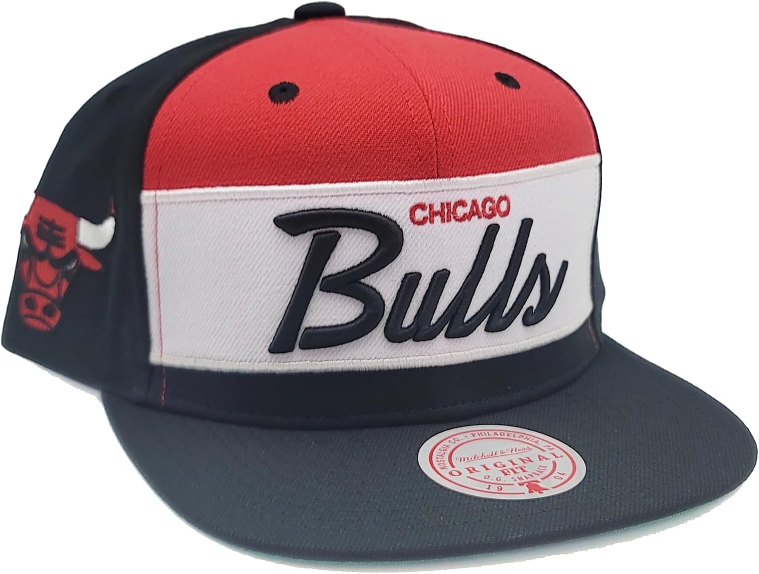 Mitchell & Ness Chicago Bulls New Retro Sport Script Black Red Era Snapback Hat Cap