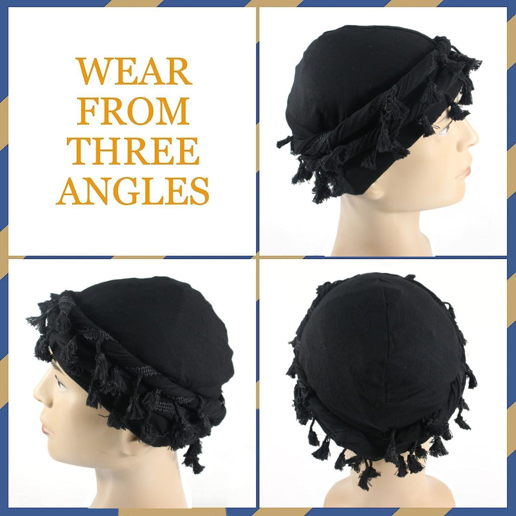 2pcs Turban for Men Women Satin Lined Durag Head Wrap Vintage Modal Twist Halo Turban with Tassel