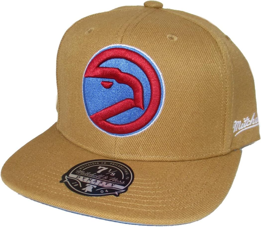Mitchell & Ness Atlanta Hawks Sand and Sky Dynasty Fitted Hat Cap - Brown