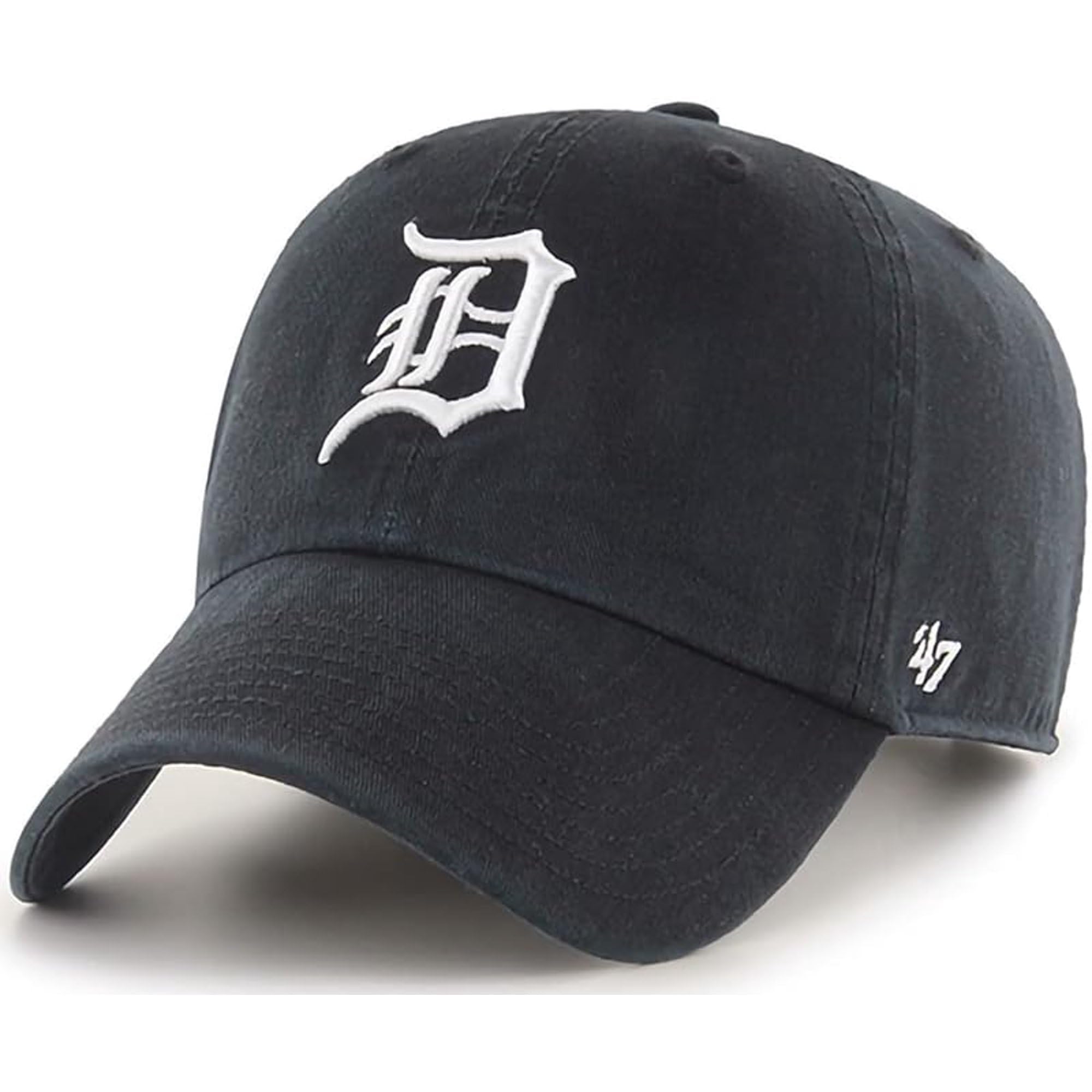 47 Brand MLB Black White Primary Logo Clean Up Adjustable Baseball Cap Hat, Adult One Size Fits All
