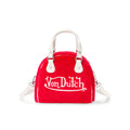 Von Dutch Mini Furry Bowling Bag | 6.8” Faux Fur Crossbody with Logo Hardware, Top Handles & Branded Interior Lining