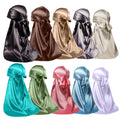ForceWave 10 Pieces Silky Durags Long Tail for Women Men Satin Durag 360 Wave，Dorag, 10 Pieces