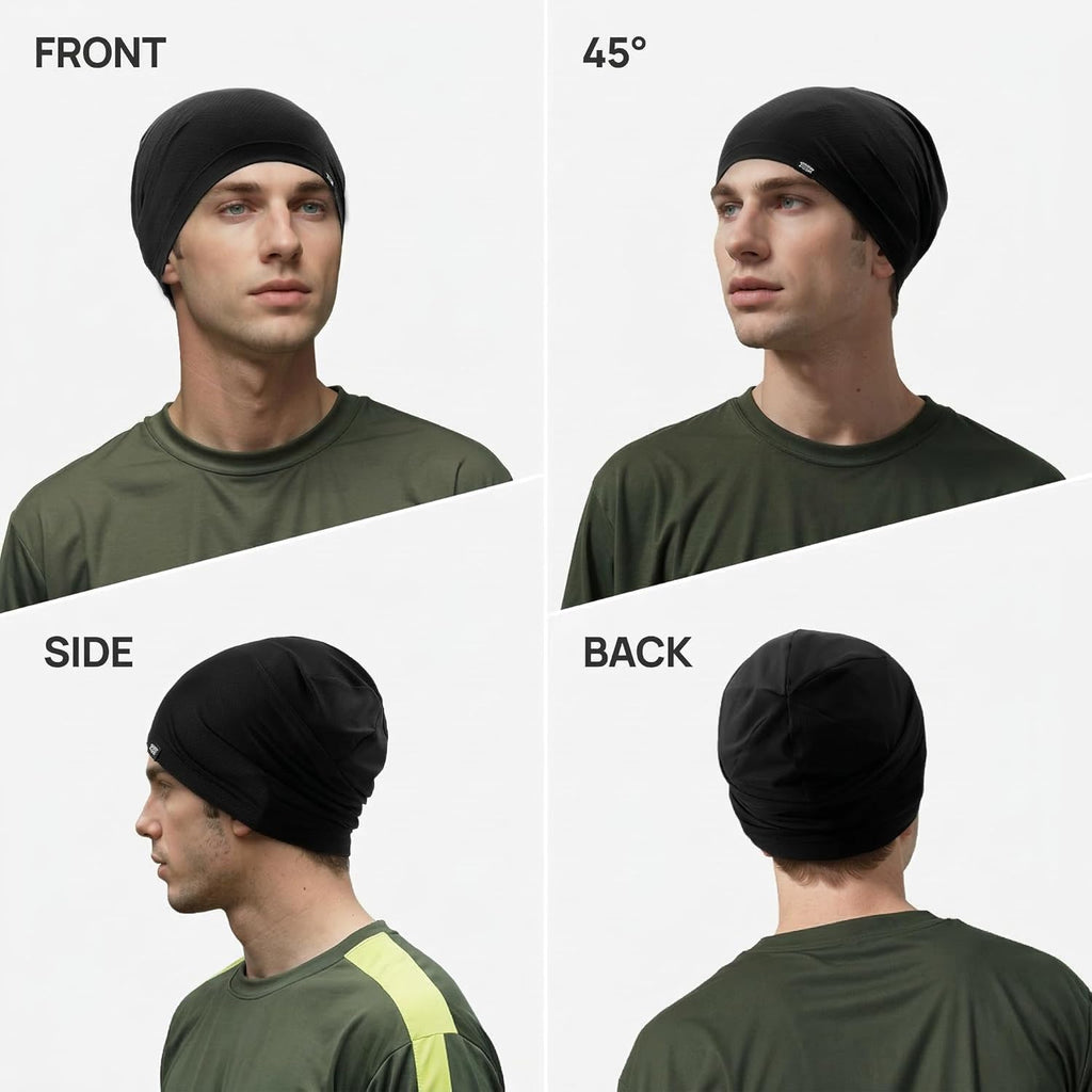 QINGLONGLIN 3Pcs Cooling Skull Cap for Men Women-Lightweight Breathable Beanie Hat, Thin Quick Dry Running Cap for Cycling
