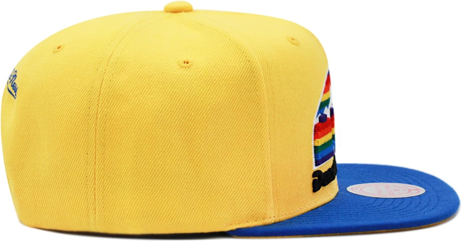 Mitchell & Ness Denver Nuggets Core Basics Snapback Hat Adjustable Cap - Yellow Gold/Royal