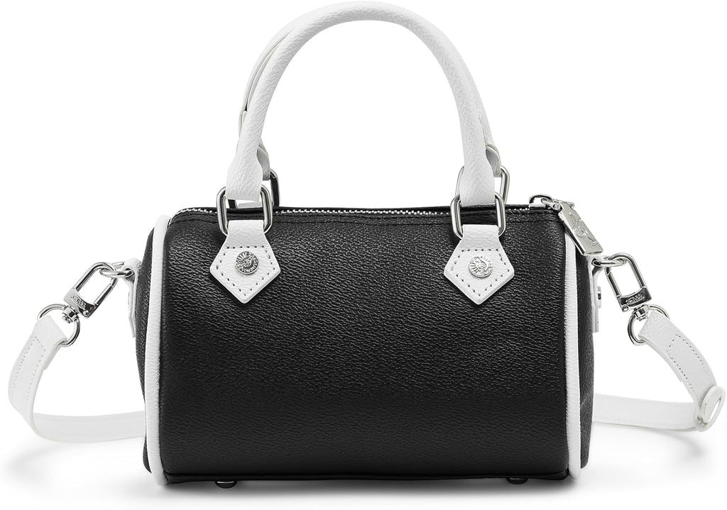 Von Dutch Core Hanna Bag | 6.5” Vegan Leather Mini Crossbody with Logo Hardware, Top Handles & Branded Interior Pouch