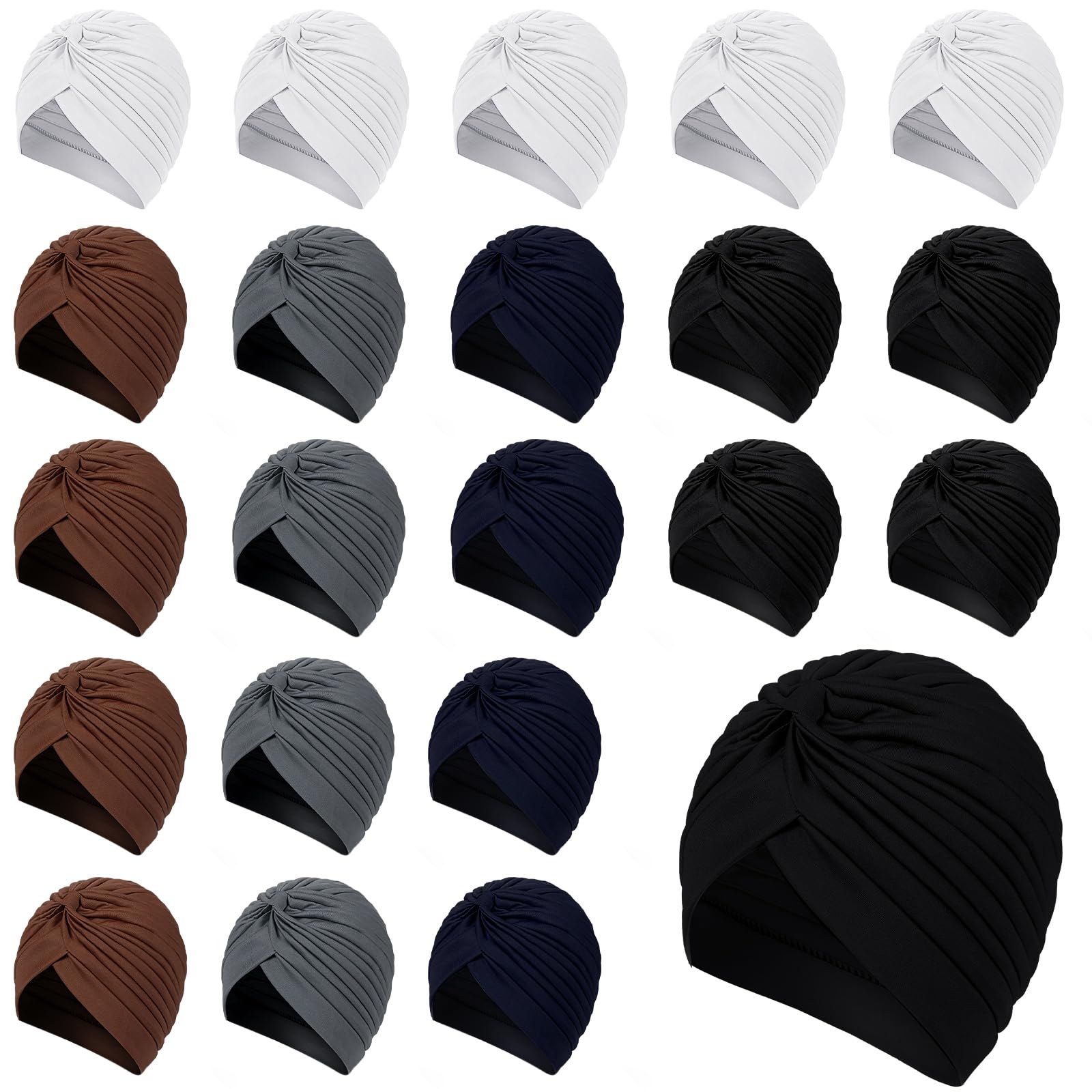 Syhood 22 Pieces Stretch Turbans Chemo Head Wrap Cancer Head Beanie Twisted Turban Cap Cover Hats for Women