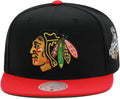Mitchell & Ness Chicago Blackhawks NHL 2 Tone Side Patch Snapback Hat Adjustable Cap - Black/Red