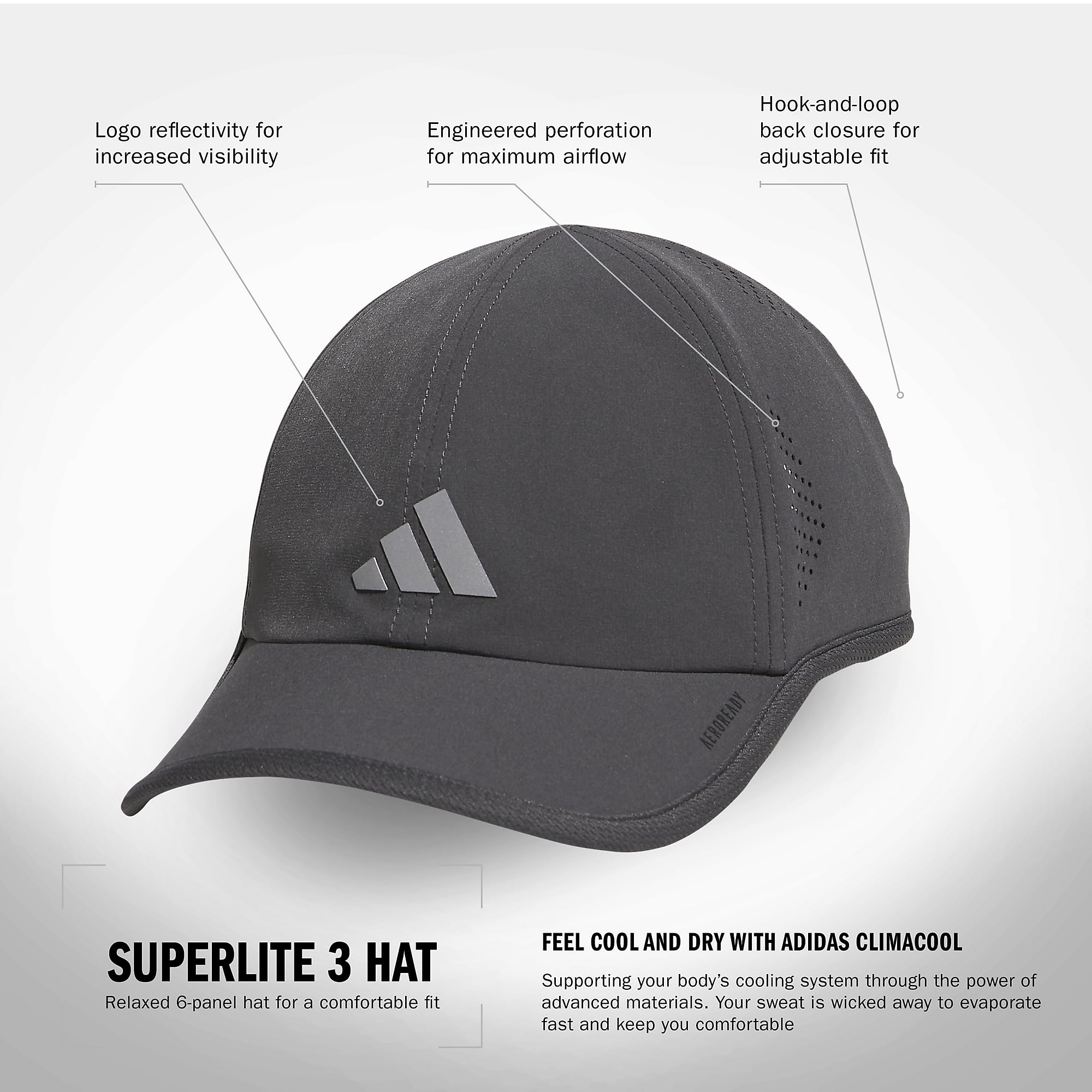 Adidas Mens Superlite Hat – Lightweight Athletic Running Cap for Workouts