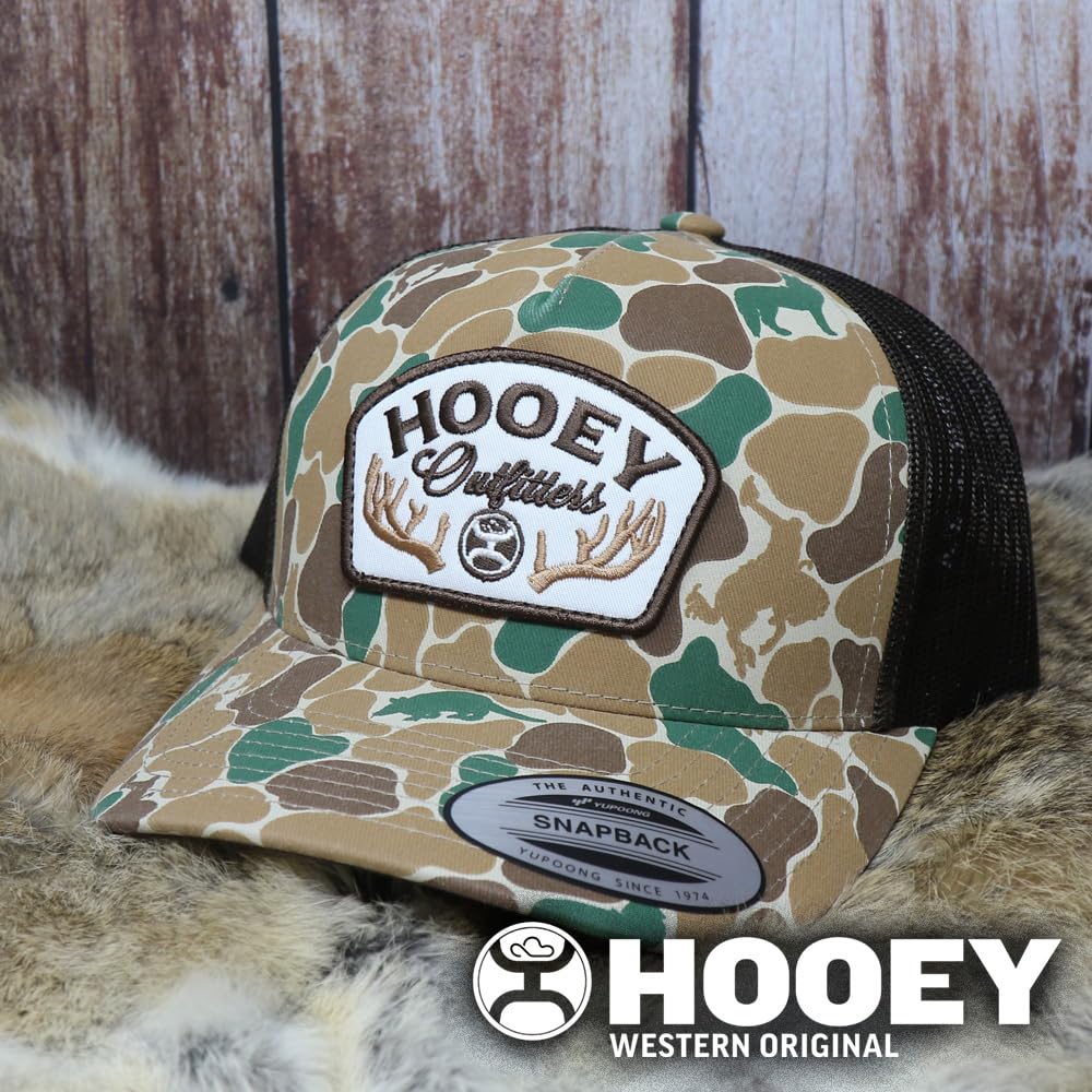 HOOEY Outfitters Critter Camo Snapback Hat - Mesh Back Trucker Cap for Men, Hunting & Fishing Hat, Duck Camo Baseball Cap (US, Alpha, One Size, Camo/Brown)