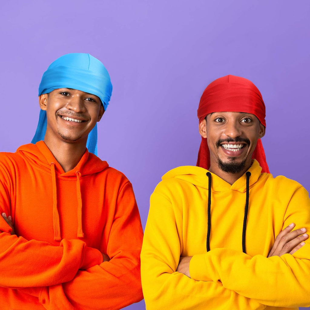 16 Pieces Velvet Durags for Men Long Tail Durags Caps Wide Strap Headwraps Soft Turban Beanies Pirate Hat Velvet Doo Rag for 360 Waves Men Women, 16 Colors