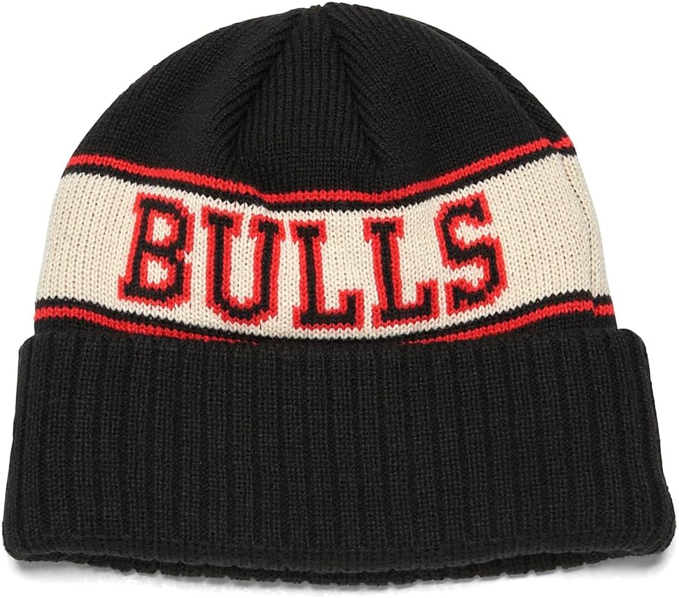 New Era Chicago Bulls Retro Cuff Knit Vintage Beanie Hat Black