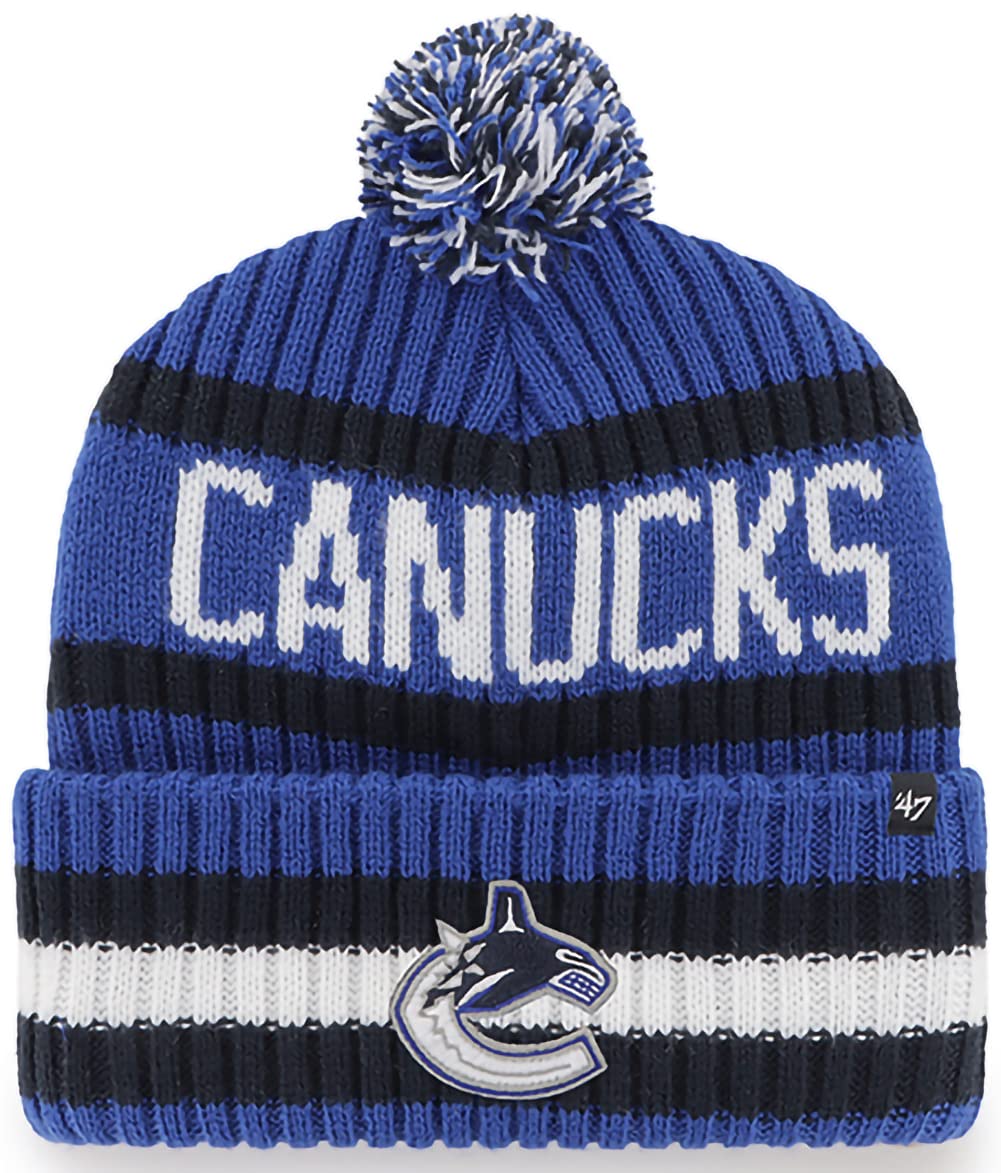 47 NHL Unisex-Adult Team Color Officially Licensed Primary Logo Bering Sport Knit Cuffed Pom Beanie Cold Weather Hat