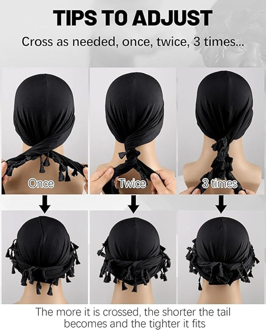 Tassel Velvet Turban for Men Women, Durag Hat Halo Cap Beanie Satin Lined Wraps Sleep Cap with Burr Trim Twisted Tail Fringe