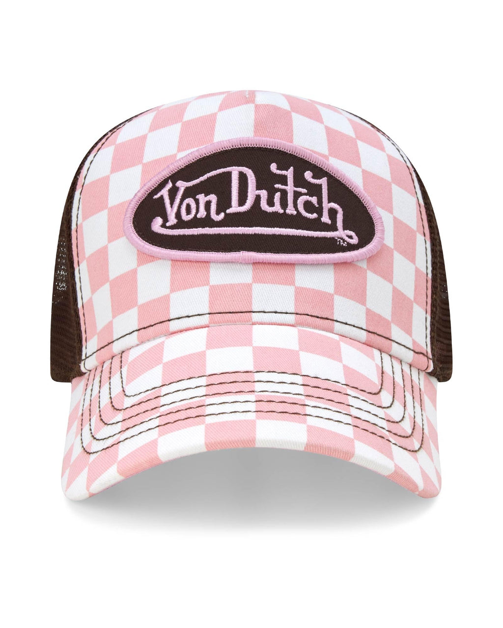 Von Dutch Monogram Trucker Cap - Retro Snapback Cap for Men and Women - Adjustable Snap Fit Panel, Mesh Rear, Curved Bill