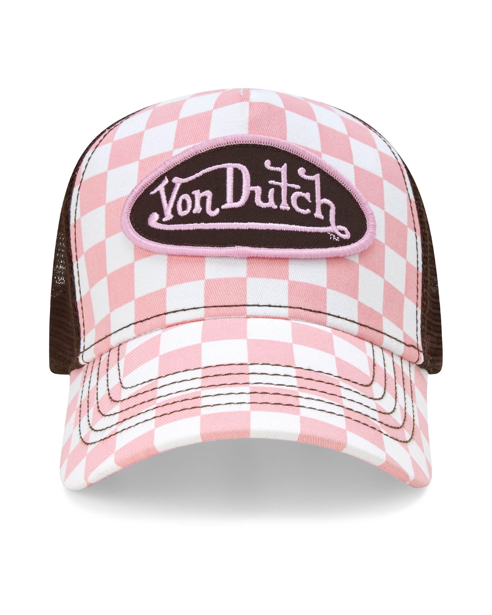 Von Dutch Monogram Trucker Cap - Retro Snapback Cap for Men and Women - Adjustable Snap Fit Panel, Mesh Rear, Curved Bill
