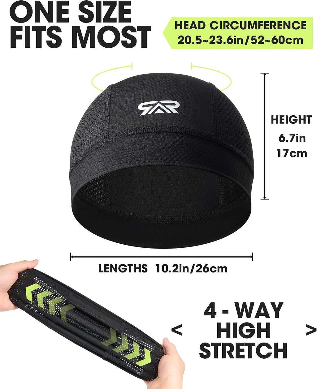 3Pcs Breathable Mesh Skull Cap,Lightweight Quick Dry Sports Helmet Liner for Men Women, Cooling Cycling Beanies