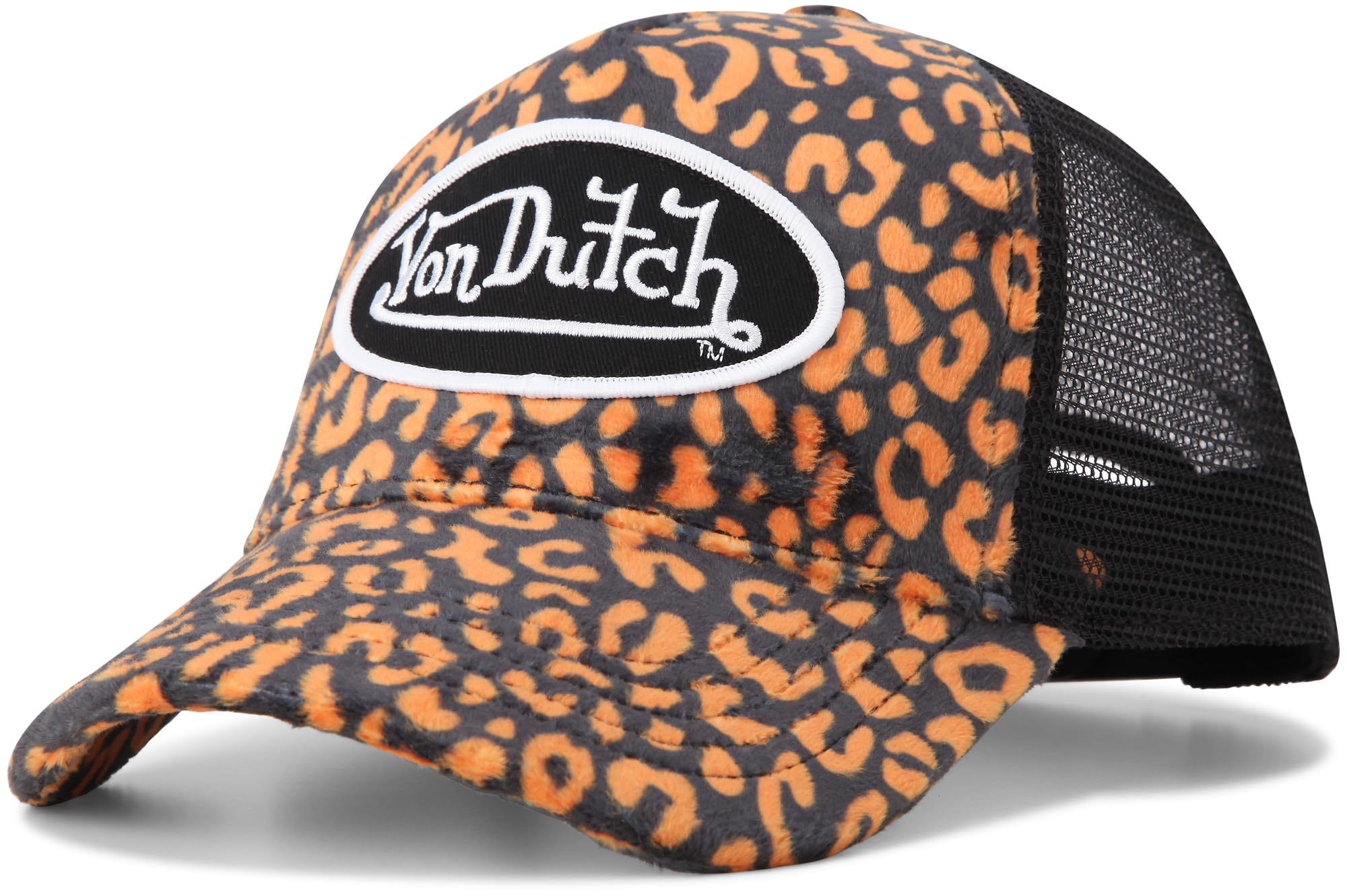 Von Dutch Unisex Trucker Hat - Velvet Curved Bill Mesh Back Retro Classic Adjustable Snapback Baseball Cap for Men and Women