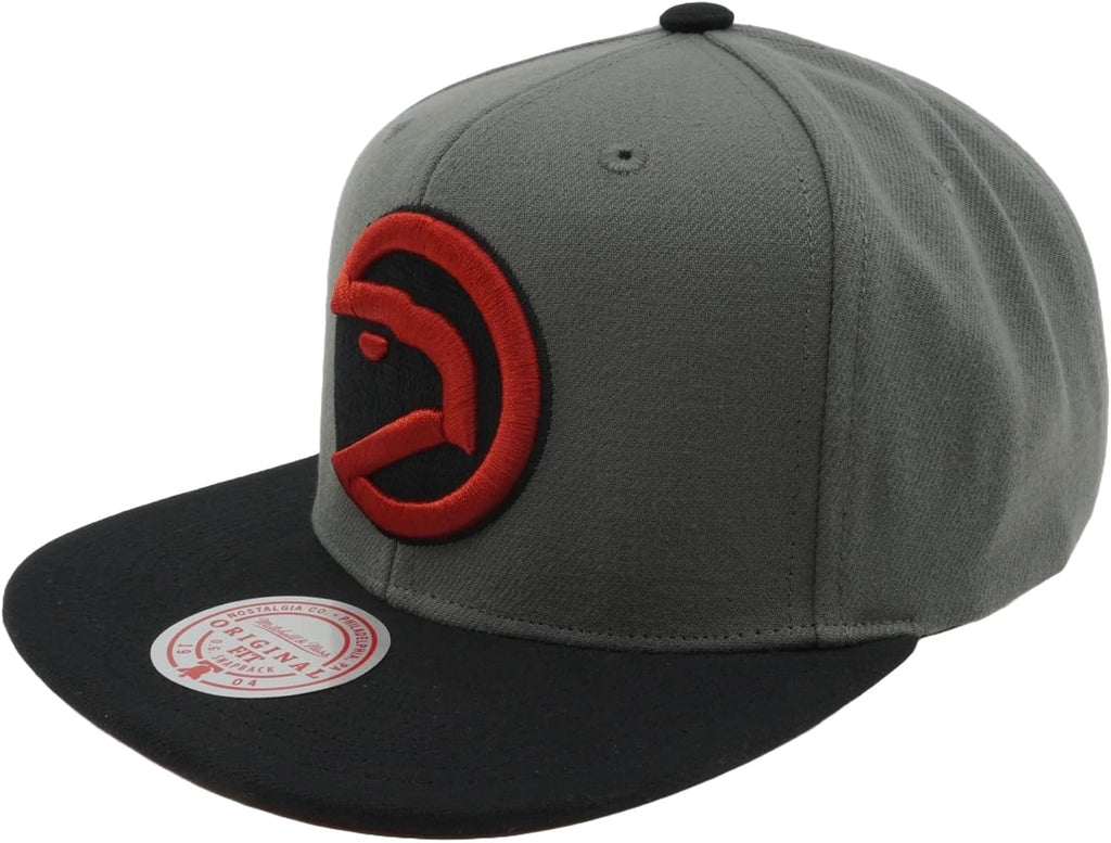 Mitchell & Ness Atlanta Hawks Storm Front HWC Snapback Hat Cap - Gray