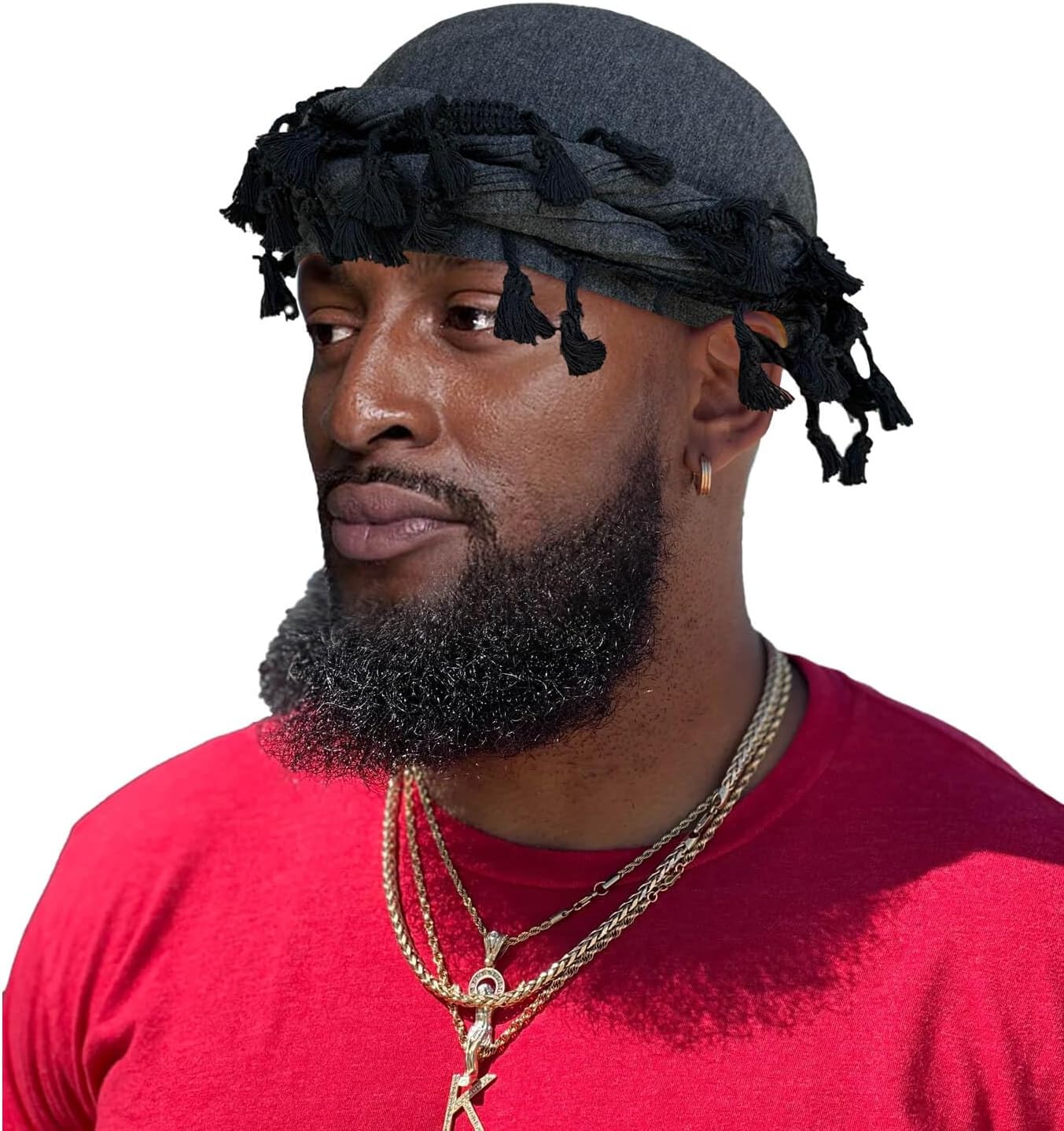 Satin Lined Turban for Men, Vintage Twist Head Wraps Durag, Pre-Tied Tassel Shemagh Halo Turban, Satin Turban Scarf Tie