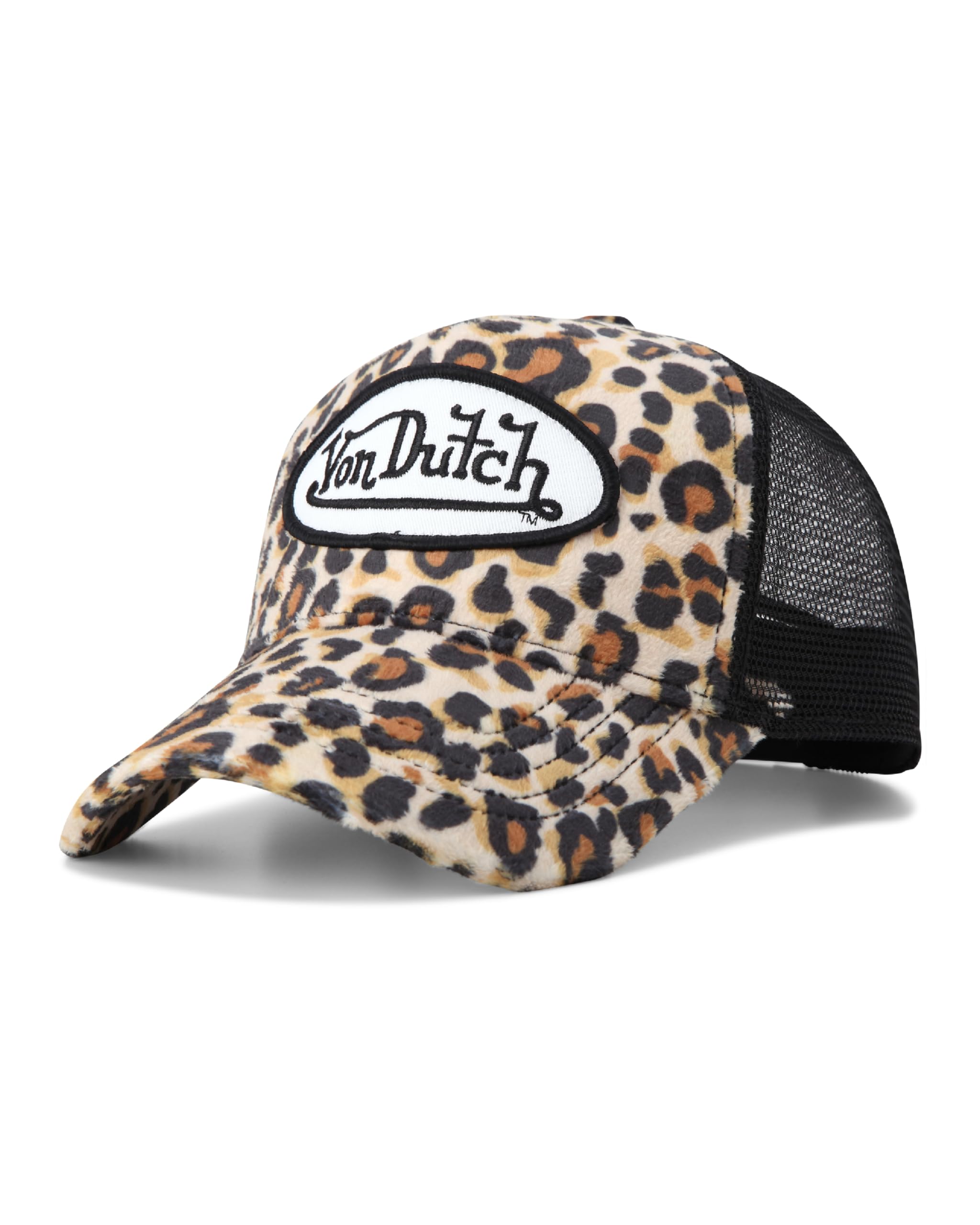 Von Dutch Unisex Trucker Hat - Velvet Curved Bill Mesh Back Retro Classic Adjustable Snapback Baseball Cap for Men and Women