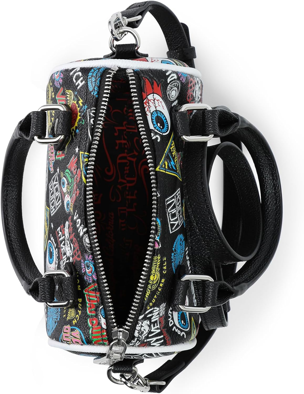 Von Dutch Jax Hanna Bag | 6.5” Vegan Leather Mini Crossbody with Logo Hardware, Top Handles & Interior Pouch