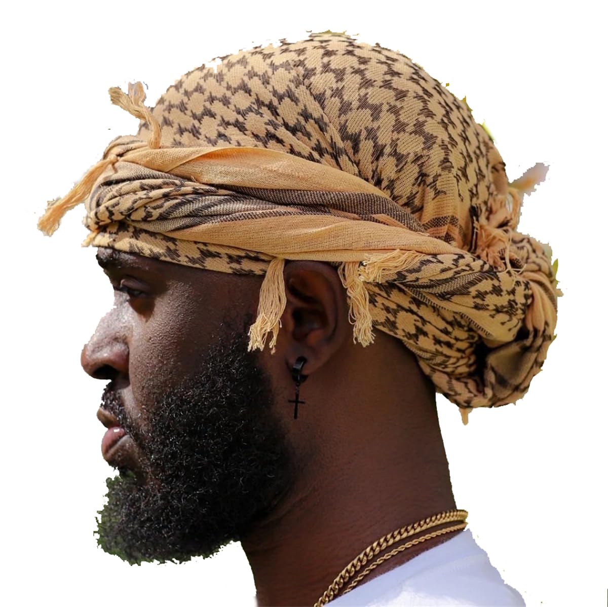 JILIYUPA Satin Lined Turban with Long Twist Straps - Silky Head Wraps for Men - Halo Turban Head Scarf