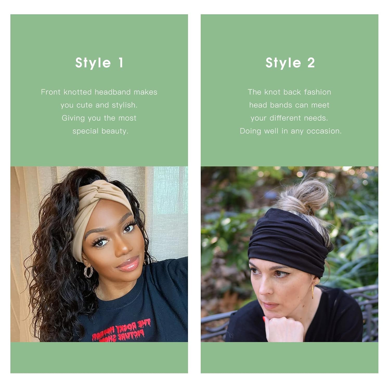 Tobeffect 7'' Extra Wide Headbands for Women, Large Thick Turban Head Wrap Headband, Boho Bandana Head Bands for Women's Hair, Non Slip Workout Yoga Hairband Hair Accessories, 6 Pack