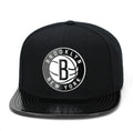 Mitchell & Ness Brooklyn Nets Snapback Hat - Black/Patent Leather/TPU Material - Basketball Cap for Men