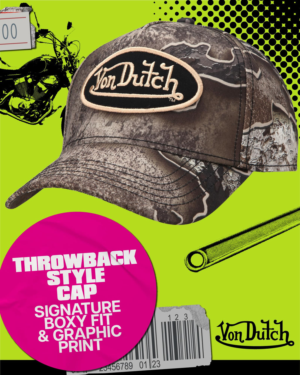 Von Dutch Mens & Womens Trucker Hat - Adjustable Snapback Curved Brim Realtree Camo Hunting Baseball Cap for Men and Women, Size One Size, Realtree Brown Logo