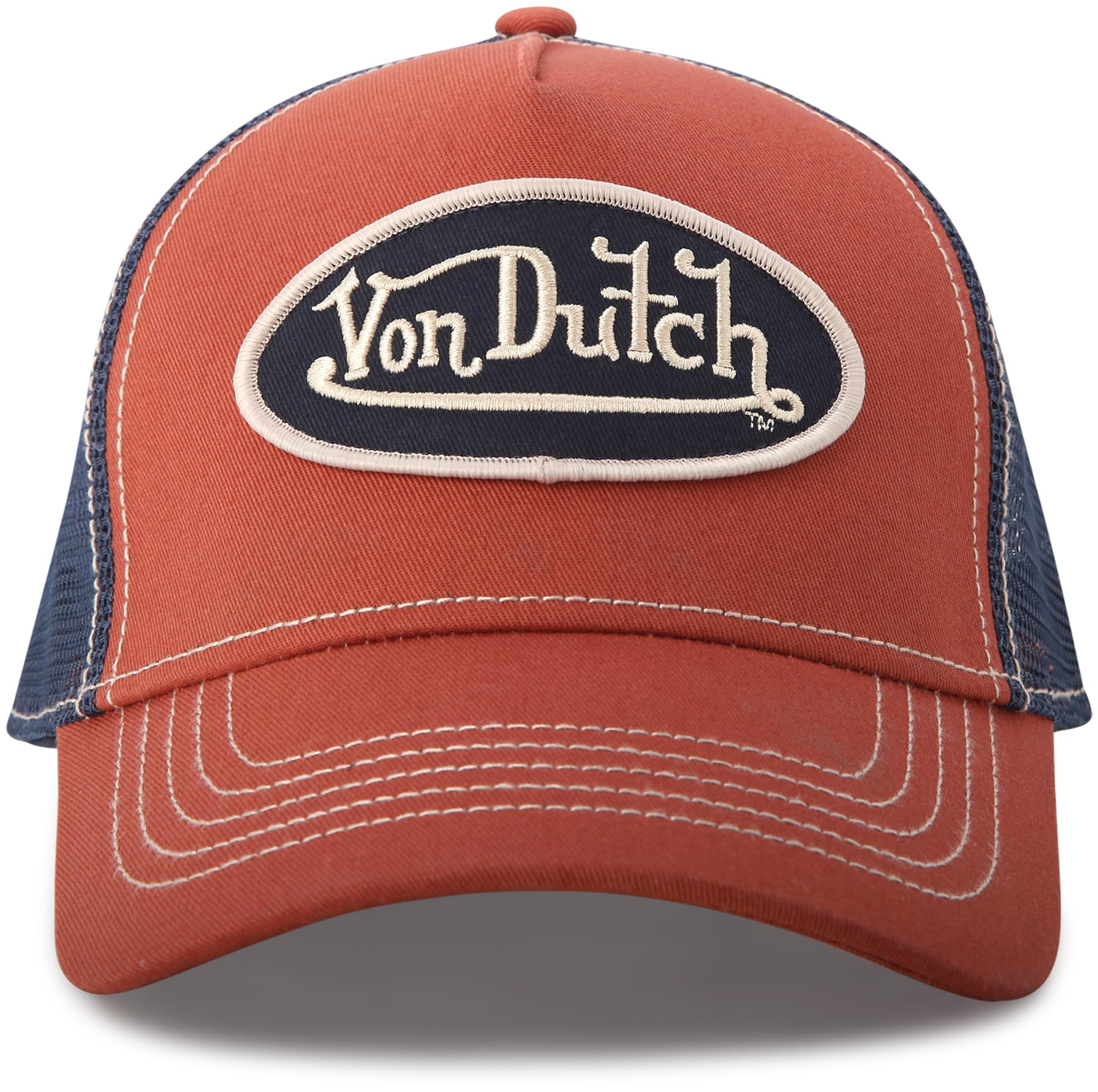 Von Dutch Unisex Trucker Hat - Curved Bill Mesh Back Retro Classic Colorblock Snapback Baseball Cap for Men and Women