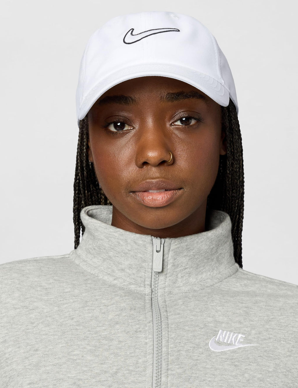 Nike Club Unstructured Swoosh Cap, White/White, Small/Medium