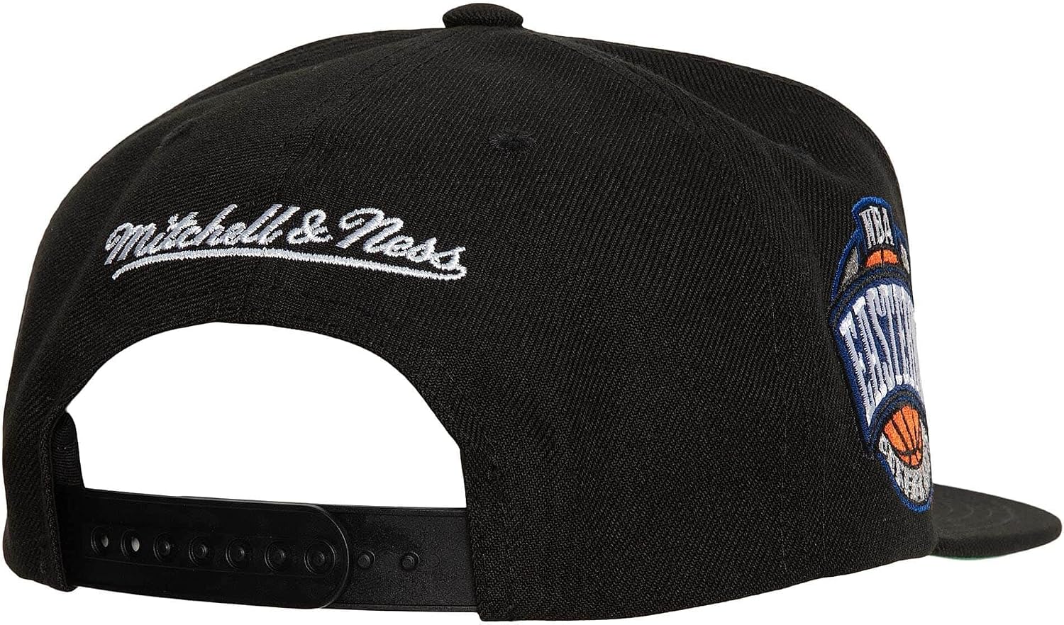 Mitchell & Ness Brooklyn Nets Conference Patch Side Logo Snapback Adjustable Hat Cap - Black