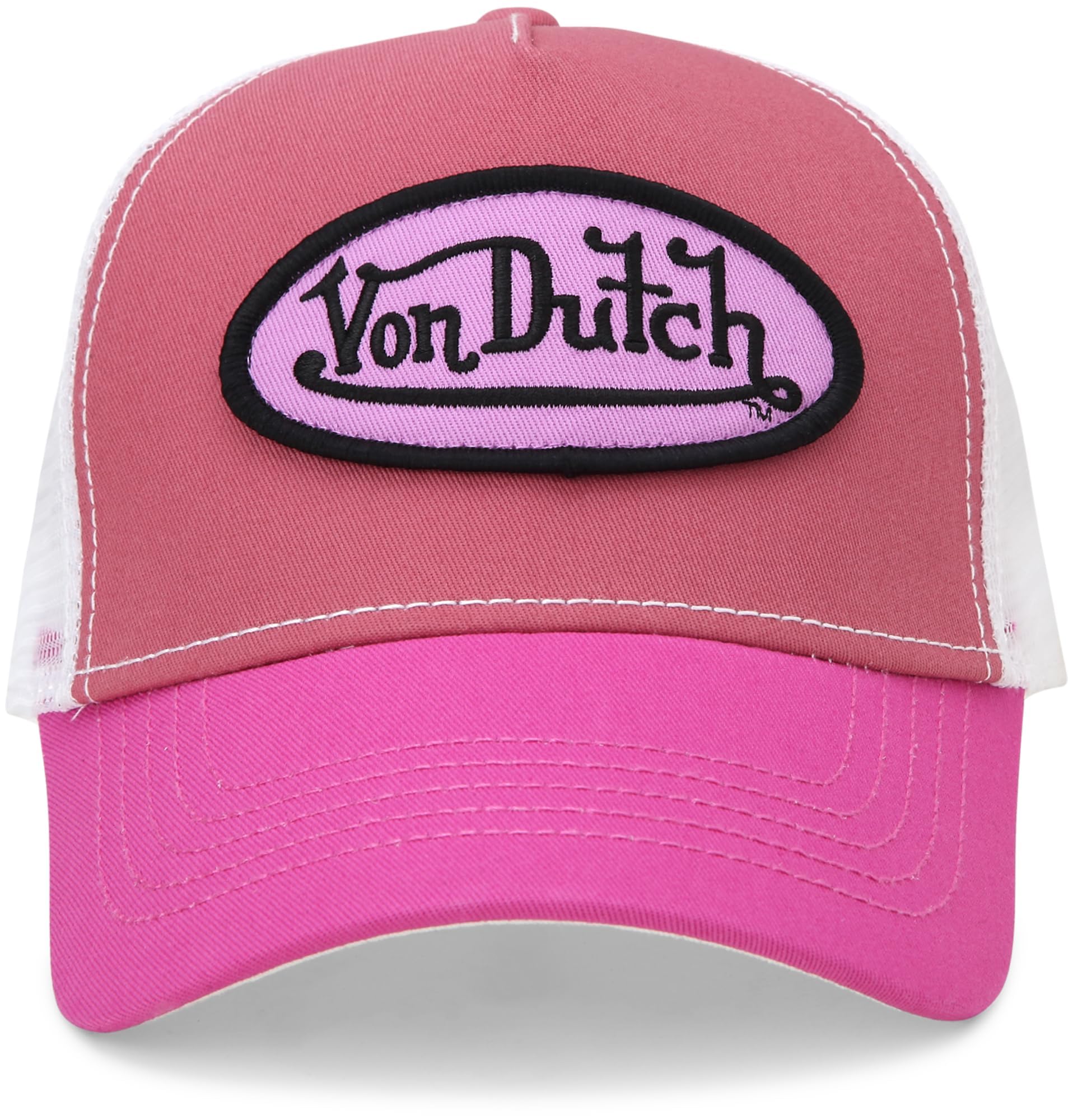 Von Dutch Unisex Trucker Hat - Curved Bill Mesh Back Retro Classic Colorblock Snapback Baseball Cap for Men and Women