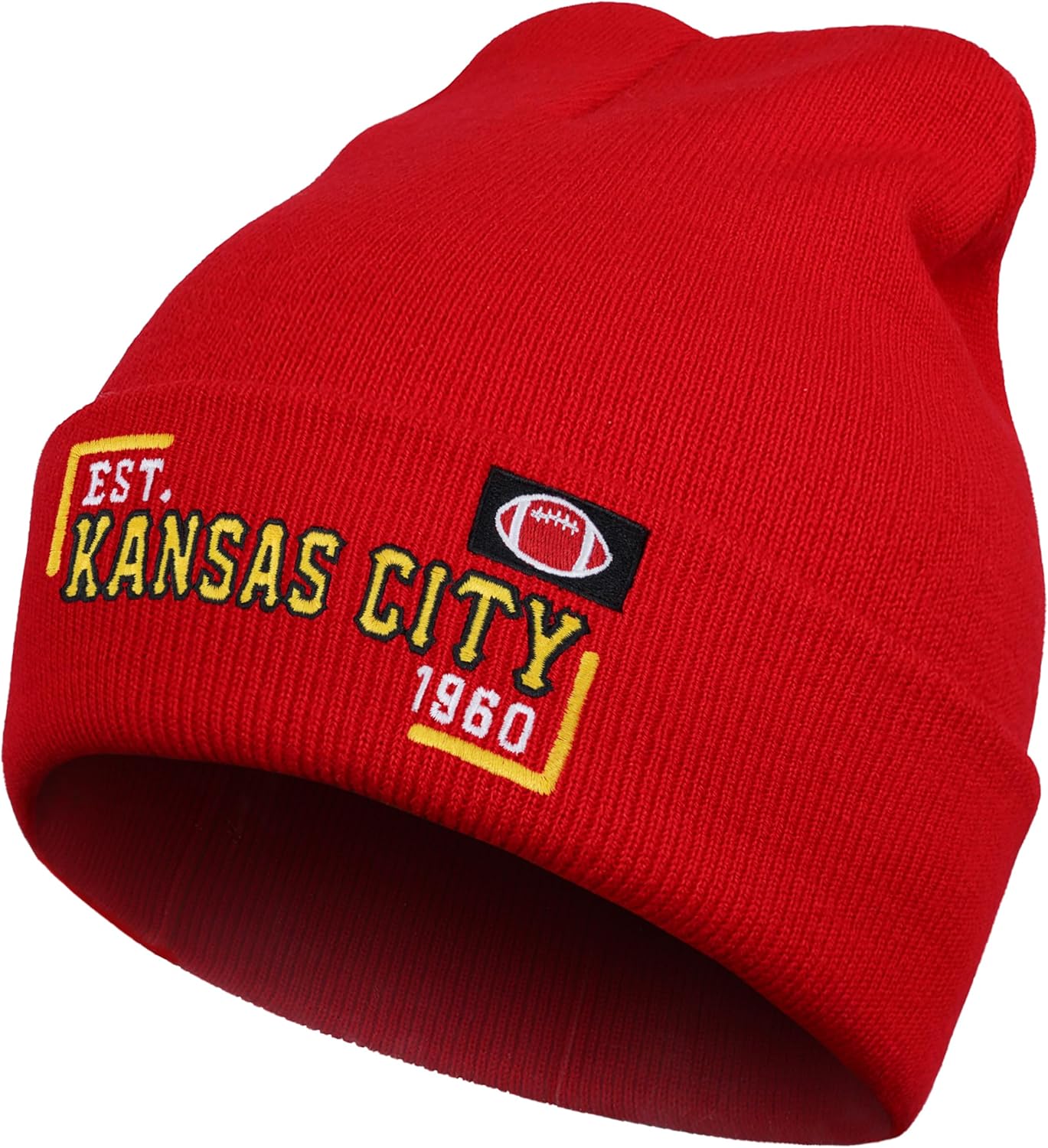 Vintage Classic Sports Embroidered Beanie Hat Cuffed Winter Hat Knit