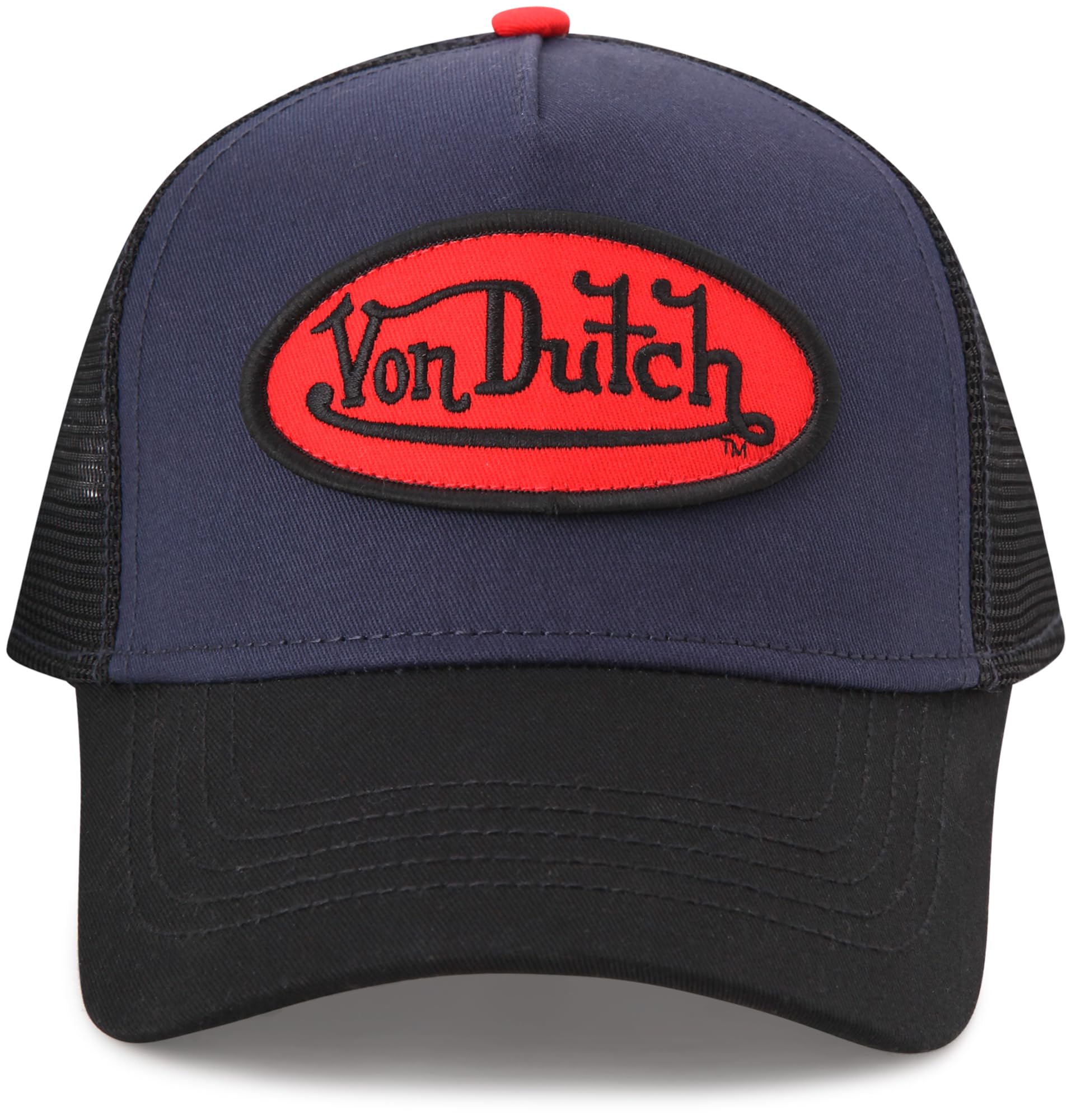 Von Dutch Unisex Trucker Hat - Curved Bill Mesh Back Retro Classic Colorblock Snapback Baseball Cap for Men and Women