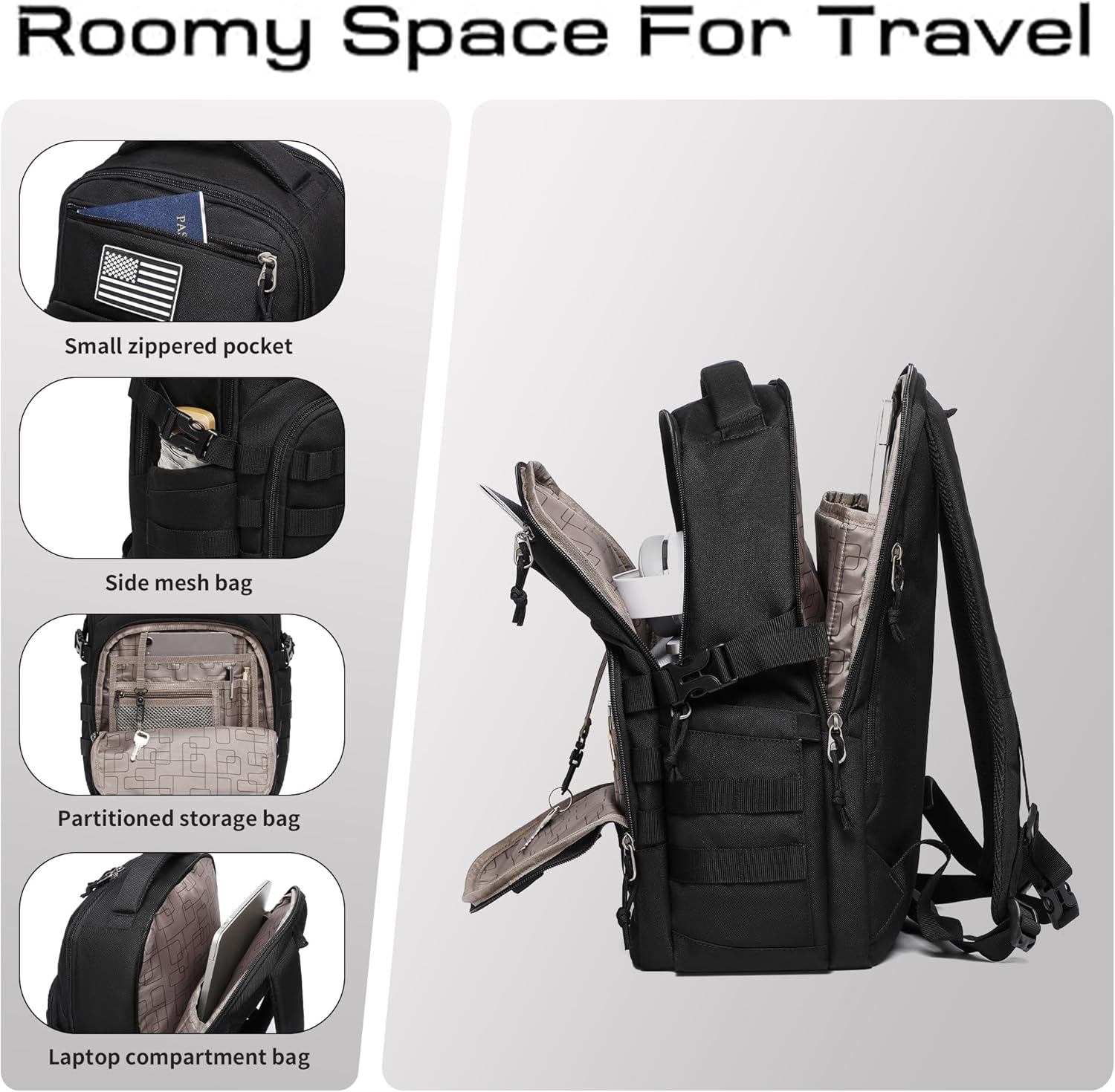 Wotony Military tactical backpack, backpack for men black small tactical assault bag