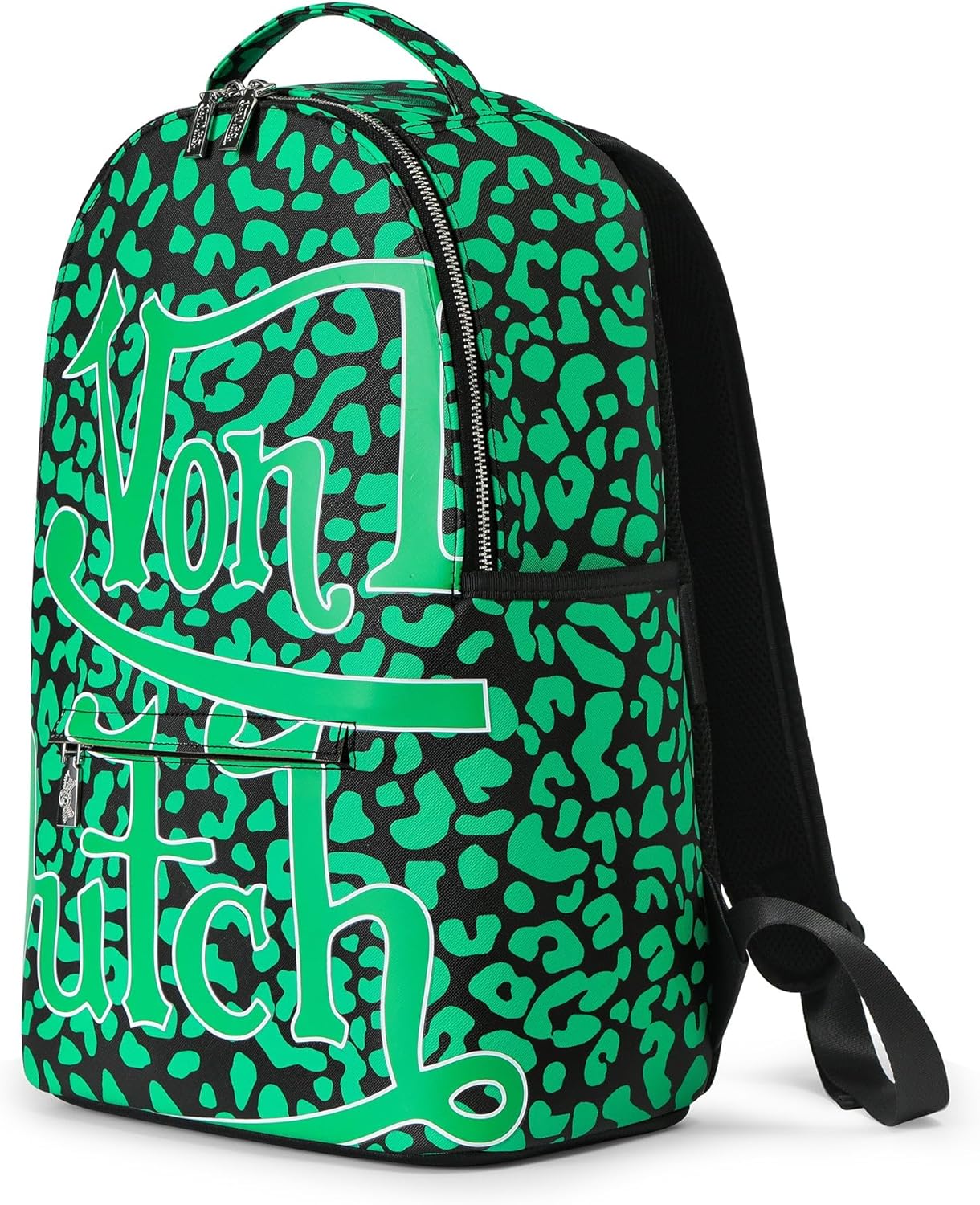 Von Dutch Medium Backpack – Stylish Multi?Purpose Backpack with Front Zip Pocket, Adjustable Straps, and Durable Design (Green Cheetah)