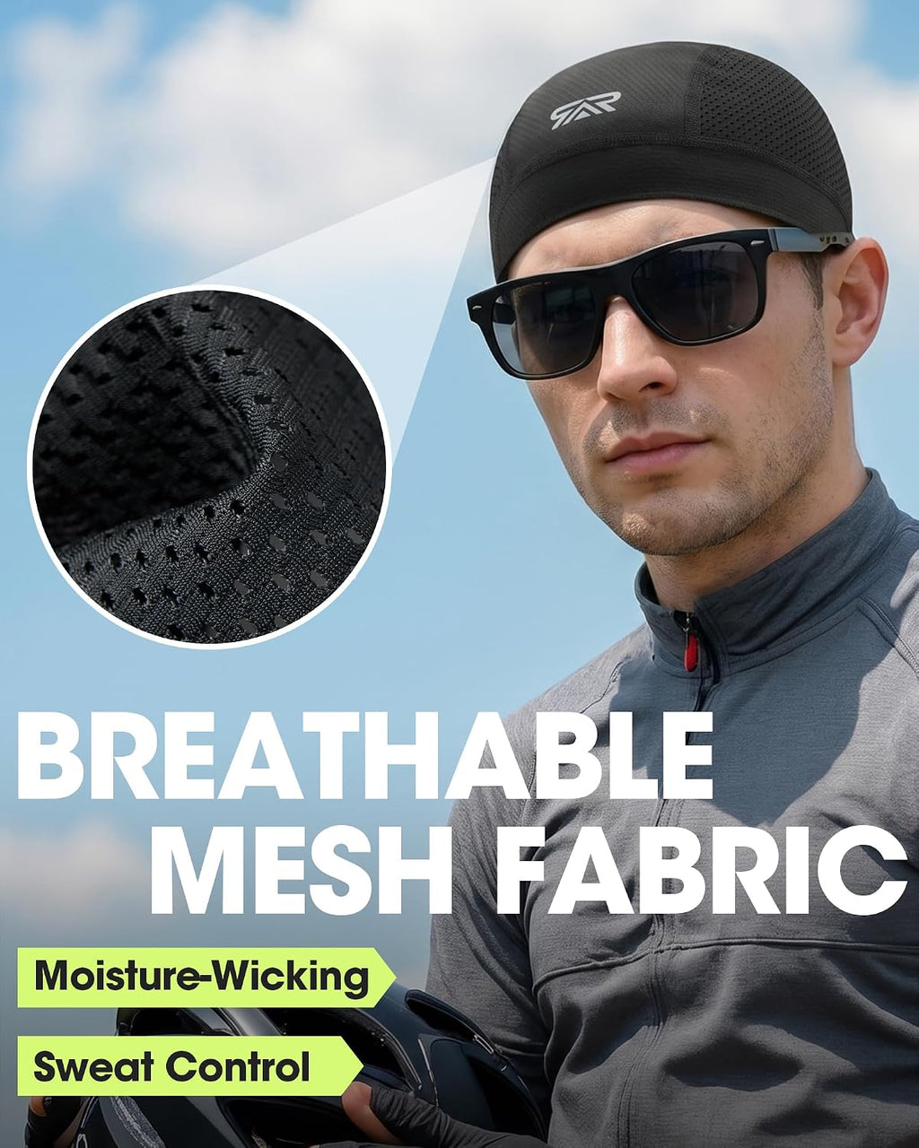 3Pcs Breathable Mesh Skull Cap,Lightweight Quick Dry Sports Helmet Liner for Men Women, Cooling Cycling Beanies