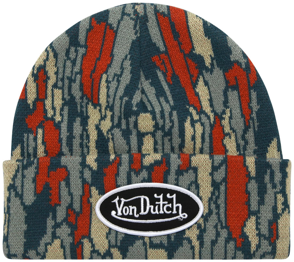 Von Dutch Womens Beanie Hat - Soft Cuffed Knitted Skull Cap Graphic Winter Beanie for Women with Embroidered Logo, Size One Size, Industrial Blue