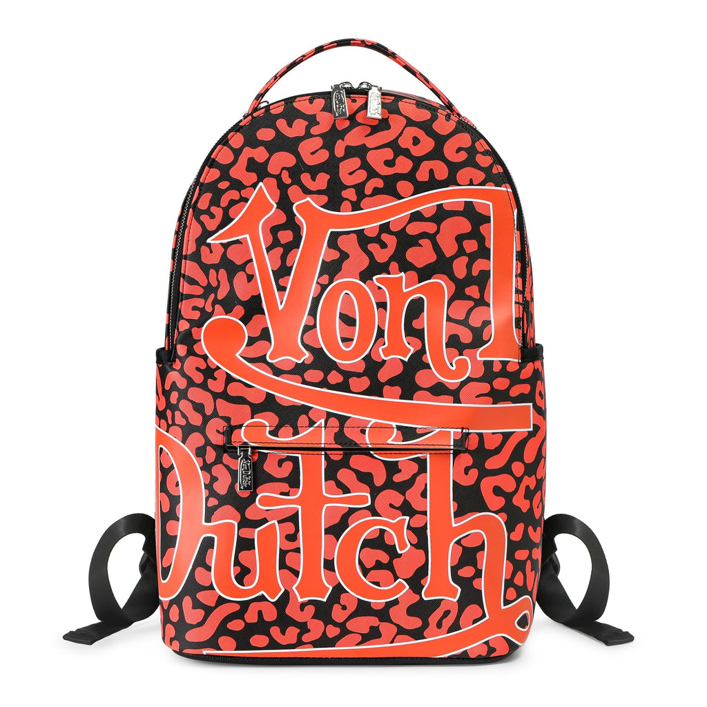 Von Dutch Medium Backpack – Stylish Multi?Purpose Backpack with Front Zip Pocket, Adjustable Straps, and Durable Design (Blue Cheetah)