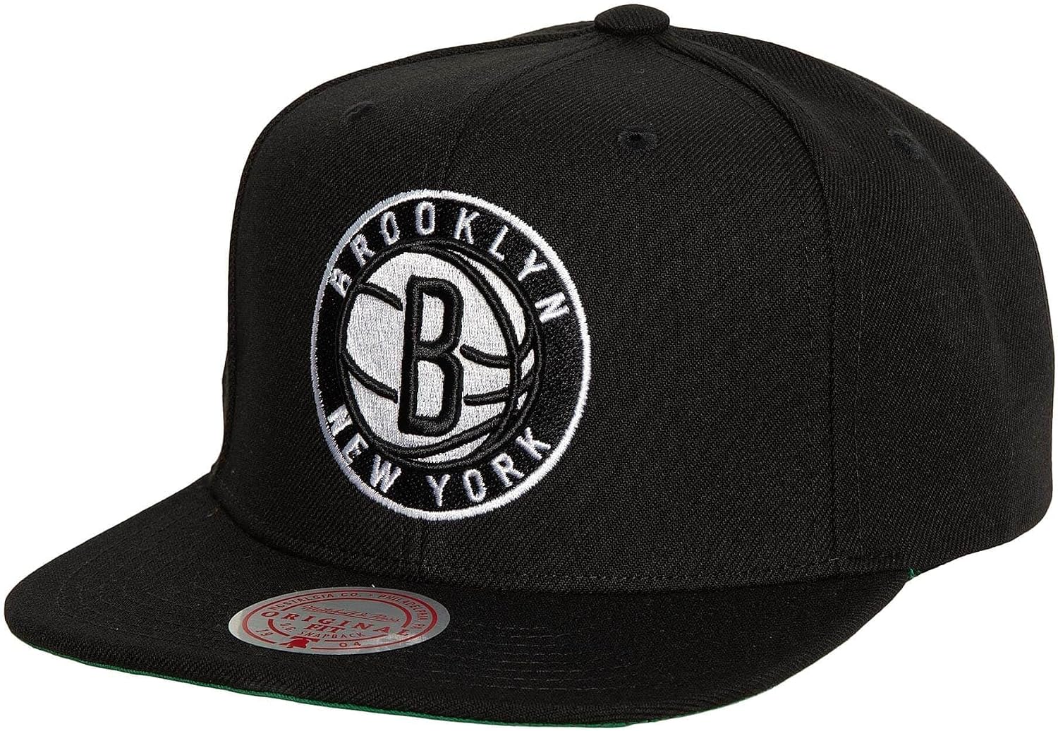 Mitchell & Ness Brooklyn Nets Conference Patch Side Logo Snapback Adjustable Hat Cap - Black