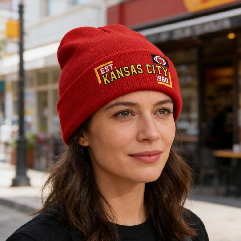 Vintage Classic Sports Embroidered Beanie Hat Cuffed Winter Hat Knit