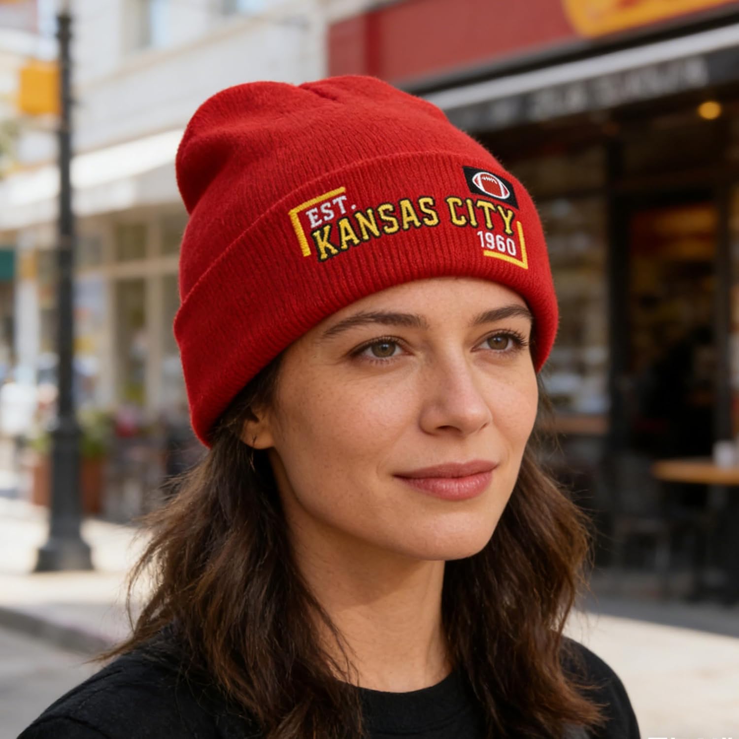 Vintage Classic Sports Embroidered Beanie Hat Cuffed Winter Hat Knit