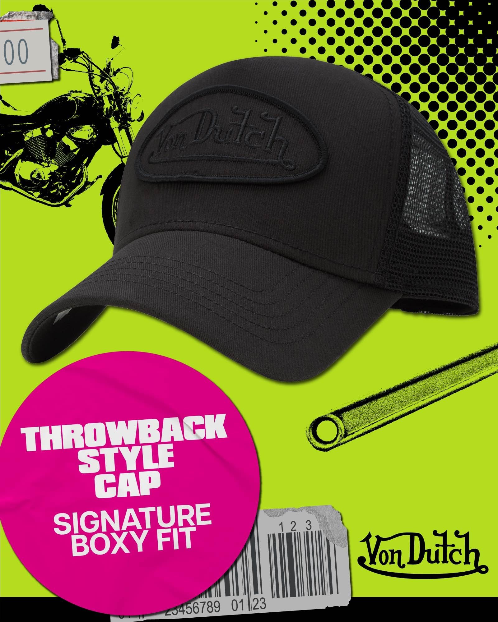 Von Dutch Unisex Trucker Hat - Retro Classic Solid Color Mesh Back Snapback Baseball Cap for Men & Women, Size One Size, Black/Black