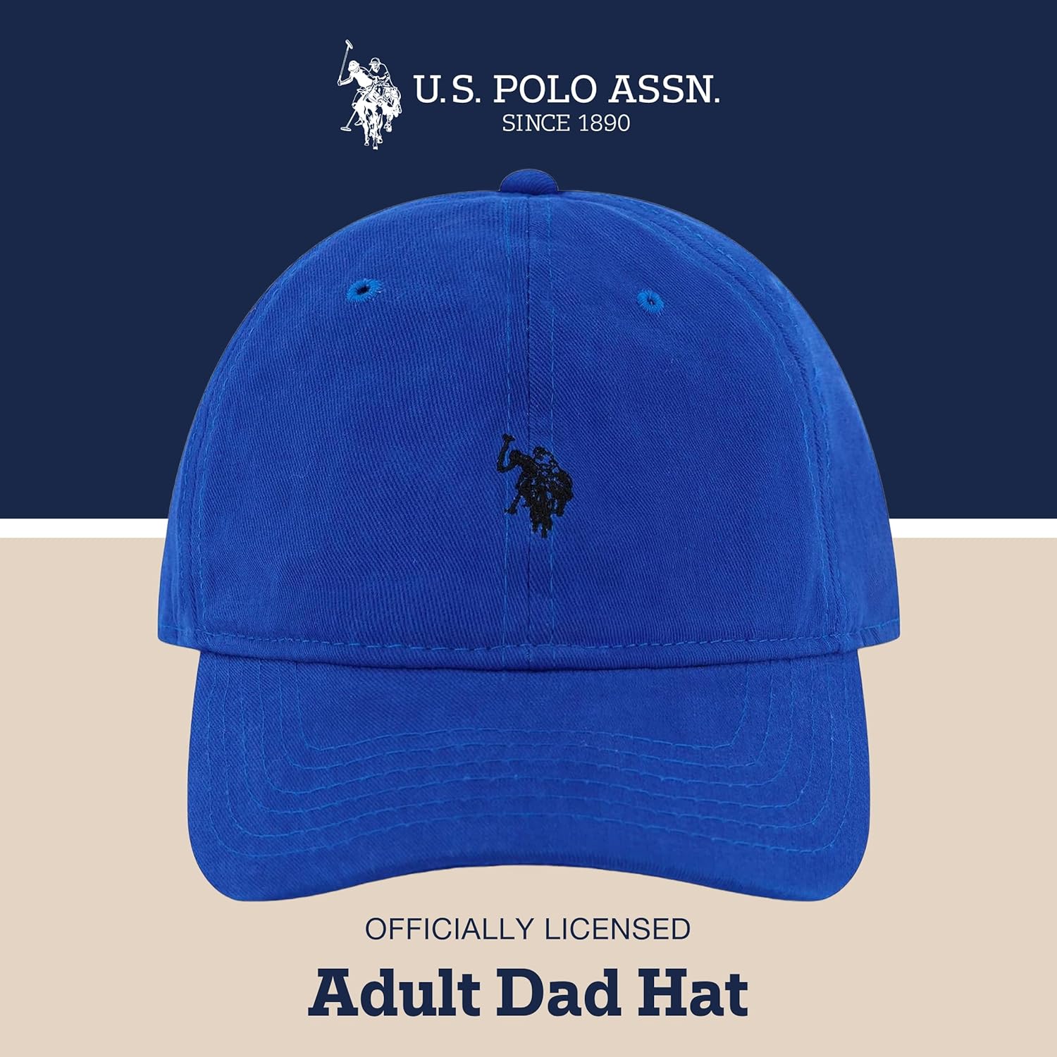 U.S. Polo Assn. Baseball Cap, 100% Cotton Adjustable Dad Hat with Small Pony Logo